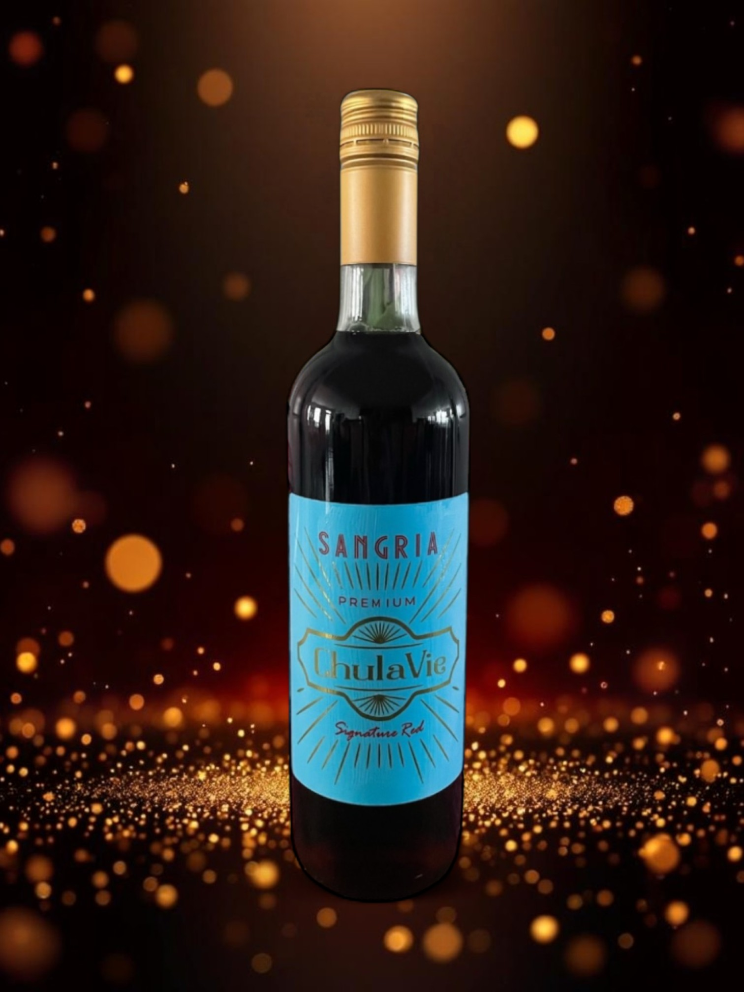 ChulaVie Signature Red sangria bottle with a vibrant citrus splash