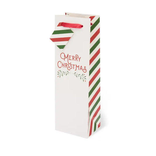 Merry Christmas Stripe Wine Gift Bag