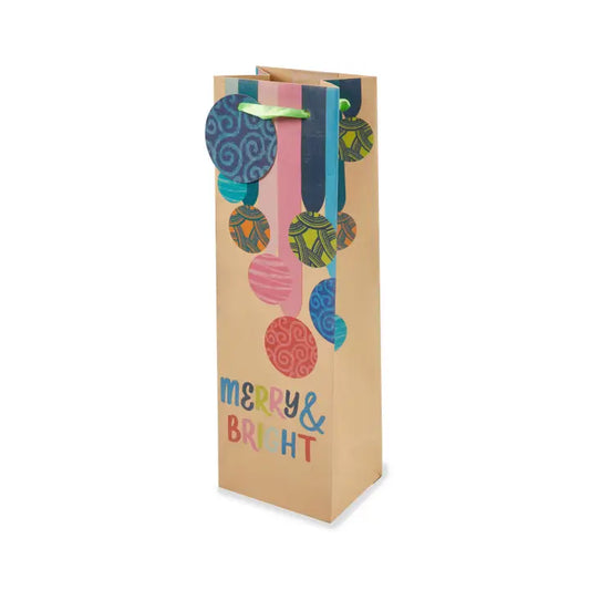 Merry & Bright Ornaments Wine Gift Bag